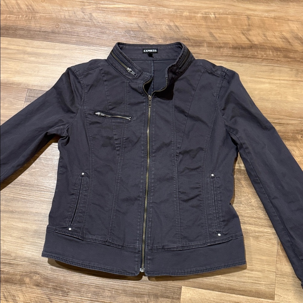 Express Charcoal Zip-Up Chore Jacket